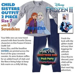 Frozen II Child Hoodie 2 piece Outfit w/Scrunchies HOST PICK